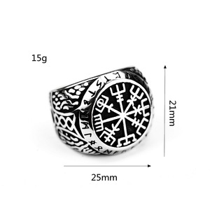 Titanium Steel Viking Compass <b>Ring</b> Men's Geometric Design Round Shape Gift Jewelry - Product Image 5