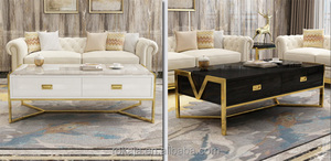 Giapponese Smart Caffè <span class=keywords><strong>Oro</strong></span> <span class=keywords><strong>Tavolo</strong></span> Mobili Gamba Bianco Nero di Vetro di Caffè Tavoli Con Cassetti - Product Image 6