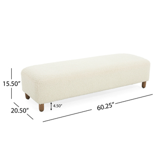 Pouf ottomano bianco, comodo e morbido, panca imbottita per soggiorno e camera da letto - Product Image 2