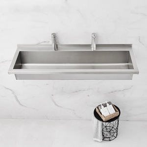 Évier mural long en acier inoxydable 304, lavabo commercial multi-utilisateurs pour cantine scolaire, hôpital, projet d'usine - Product Image 4