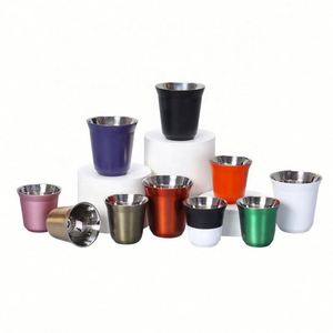 Cadeaux promotionnels - Tasses à café miniatures en acier inoxydable de 80 ml et 160 ml - Tasses isothermes à double paroi pour l'expresso et la bière - Product Image 1