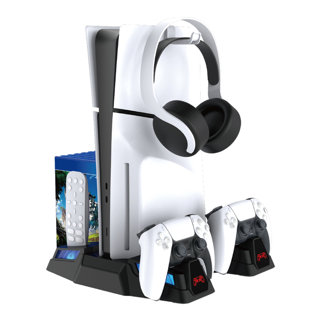 4 in 1 Multi-Function Cooling Stand for Playstation Wireless Charger Stand with Charging for PS5 Controllers