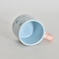 Mug en céramique grès à motif végétal avec petit motif floral, écologique, personnalisable, avec couvercle et cuillère en plastique portables