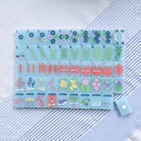 Ensemble de Mahjong en Acrylique Simple Couche Thème Vie au Lac, Gravé au Laser, Emballage Boîte en Carton, Idéal pour les Fêtes et les Jeux