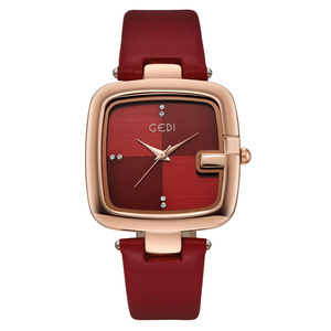 Reloj de cuarzo con esfera cuadrada para mujer, reloj de pulsera con correa de cuero multicolor a la moda - Product Image 6