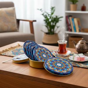 MANDALA azul estampado y caja de seis de té de montaña-MAT de Turquía - Product Image 3