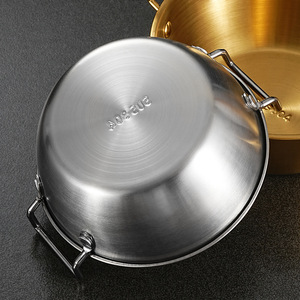 Assiette à snacks <span class=keywords><strong>mini</strong></span> dorée créative coréenne en acier inoxydable 304, <span class=keywords><strong>panier</strong></span> à frites, assiette à dessert avec doubles poignées - Product Image 3