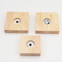 Veilleuse LED carrée moderne avec base en bois, lumière blanc chaud, alimentation USB/piles AAA, pour usage domestique, avec interrupteur