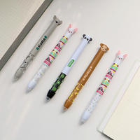 Stylo gel effaçable à deux couleurs Kawaii Animal, logo personnalisé, forme d'animal de dessin animé mignon, stylo effaçable pour enfants, fournitures scolaires et de bureau