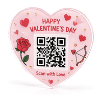 Placa de Acrílico Transparente Resistente a los Arañazos con Código QR en Forma de Corazón Rosa, Personalizada al por Mayor, para Decoración de Fiestas de San Valentín