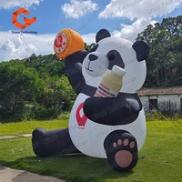 Ballon publicitaire gonflable populaire en forme de panda, modèle de panda gonflable personnalisé, mascotte de panda gonflable de Noël