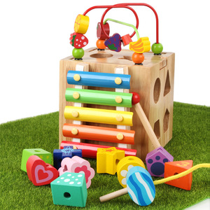 Montessori Materials Rainbow <b>Drum</b> Spinning Musical Baby Toys Educational Wood Montessori Toy Wholesale - Product Image 2
