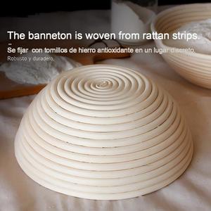 Panier de levage en rotin naturel écologique et durable avec doublure en lin pour la fermentation de la pâte à pain, outils de <span class=keywords><strong>boulangerie</strong></span> domestique - Product Image 5