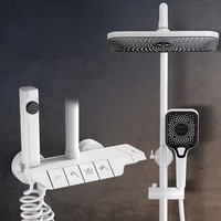 Ensemble de Douche Moderne et Populaire à Touches de Piano, Gris Anthracite, Mitigeur Eau Chaude et Froide Sous Pression en Laiton, Système de Douche