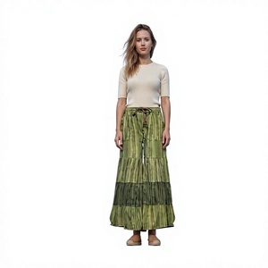 Elegant <b>Loose</b> Breathable Cotton Garara <b>Trousers</b> <b>Women</b> Elastic Waist Winter Washed Pleated Design Vintage Ethnic Wear Festive - Product Image 1