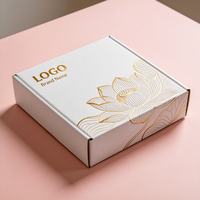 Boîte cadeau de luxe avec estampage à chaud Lotus, blanche, production en 72h, boîte d'expédition en carton imperméable