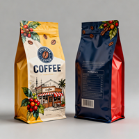 Sacs d'emballage pour café écologiques personnalisés avec fermeture à glissière thermoscellable, qualité alimentaire, fond plat, pour emballer les grains de café