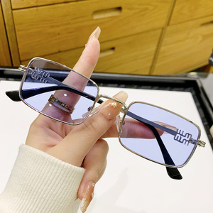 Miu Home Retro Metal <b>Square</b> Sunglasses <b>Gold</b> <b>Frame</b> UV400 Protection Unisex Sunshades Type 3 Lenses PC Material - Product Image 3
