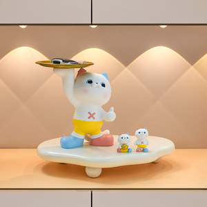 Happy Cat Resin Storage Ornament Lipstick Holder Desktop Decor For Living Room Entryway Gift - Product Image 4