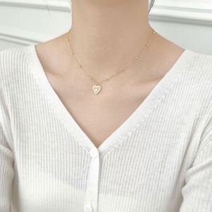 Colliers pendentifs en forme de cœur Dylam Delicate Fashion Jewelry, bijoux en argent 925 plaqué or 18 carats, chaîne à perles, zircone 5A, pour cadeaux - Product Image 6