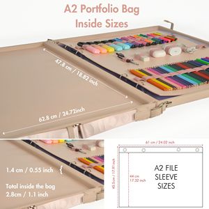 Portefeuille en cuir A2 pour artistes et peintres, porte-crayons de couleur avec sac de fournitures artistiques idéal pour offrir - Product Image 6