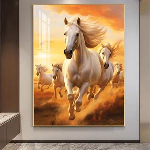 Decoración de Lujo, Impresión HD, Cuadro Decorativo de Pared, Caballo Azul, Porcelana de Cristal, Decoración para el Hogar y Cuadro de Caballo con LED - Product Image 4