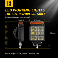 Feu de travail carré à LED pour chariot élévateur avec barre d'avertissement ambre, lampe antibrouillard robuste pour tracteur, excavatrice, SUV, camion