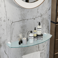 Étagère murale flottante en verre trempé incurvé élégant pour le rangement de la maison et les meubles de décoration intérieure