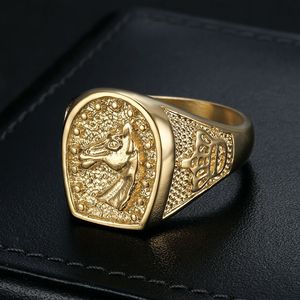 Men's Gold Plated Horse Head <b>Ring</b> Stainless Steel Animal Zodiac Jewelry Gift Size US - Product Image 3