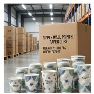 Gobelet en papier ondulé imprimé 6oz 180ml, biodégradable, recyclable, respectueux de l'environnement, fabricant de gobelets pour boissons, directement de l'usine - Product Image 2