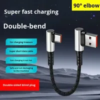 Cable de ángulo recto de 90 °, carga rápida de 1 pie, PD, 65W, para teléfono móvil, ordenador, juegos, bancos de energía, Cable de carga corto
