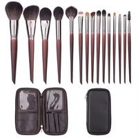 Lot de 15 pinceaux de maquillage professionnels en poils synthétiques et naturels, manche en bois, pour le visage, le correcteur et la poudre, marque privée, vente en gros