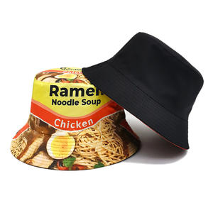 Sombrero de cubo divertido para pies, Ramen Hot Dog Horneado Frijoles Patrón de <span class=keywords><strong>queso</strong></span> Sombrero de cubo Gorra de sol Sombrero de pescador plegable - Product Image 5