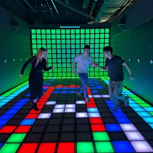 Dalles de sol LED interactives pour jeux d'évasion en intérieur, en verre et acier inoxydable, 30x30cm, motif treillis Amuseme - Product Image 3