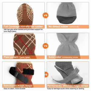Protège-pattes de chien design antidérapants et imperméables, chaussettes respirantes pour animaux de compagnie pour l'intérieur et l'extérieur, chaussettes chaudes d'hiver pour chiots avec sangle - Product Image 4