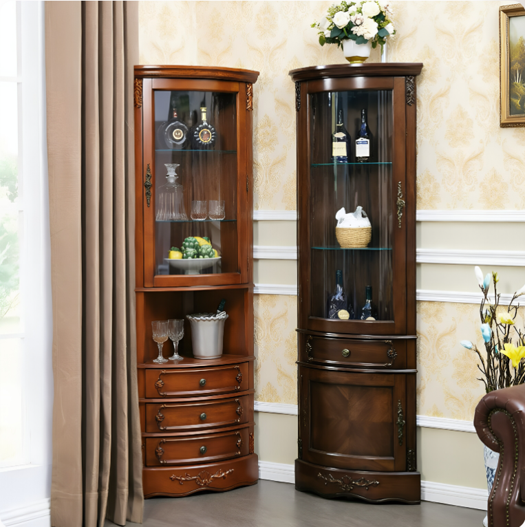 Factory Outlet Glass Door Corner Cabinet