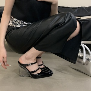 Novedad de verano, zapatillas para mujer, tacones de cristal de PVC, tacones altos transparentes sexys para mujer, tallas 34-40, sandalias de cuña simples - Product Image 6