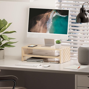 Support <span class=keywords><strong>de</strong></span> <span class=keywords><strong>bureau</strong></span> en bois à 2 couches Riser pour moniteur Petits objets Étagère <span class=keywords><strong>de</strong></span> finition Écran d'ordinateur portable <span class=keywords><strong>Organisateur</strong></span> <span class=keywords><strong>de</strong></span> <span class=keywords><strong>bureau</strong></span> pour le <span class=keywords><strong>bureau</strong></span> - Product Image 4