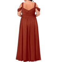 Robe de mariage en mousseline de soie, tenue de demoiselle d'honneur, grande taille, plissée, épaules dénudées, fente avant, couleurs orange