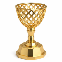 Ensemble de trophées artistiques dorés, 6 styles de design moderne, coupe de récompense en métal sculptée en forme de flamme ajourée en nid d'abeille, gravure au poinçon pour cérémonie