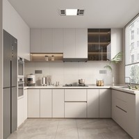 Meubles de cuisine modulaires en PVC résistant à l'humidité, robinet en résine, construction ignifuge écologique, design moderne pour salle à manger