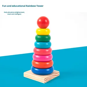 Jouet d'empilage en bois pour enfants, tour arc-en-ciel, jeu d'<span class=keywords><strong>activités</strong></span> parent-enfant, éducation précoce, animaux, nature, puzzle - Product Image 2