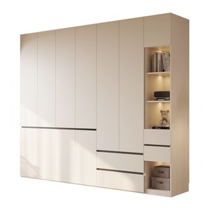 Armario Moderno Minimalista de Piso a Techo con Gabinete Segmentado, Almacenamiento de Madera Sólida, Puerta con Bisagras, Gran Capacidad - Product Image 5