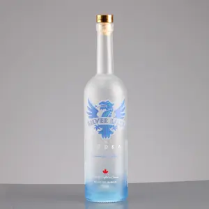 750ML sablon botol Vodka botol kaca putih buram untuk Vodka