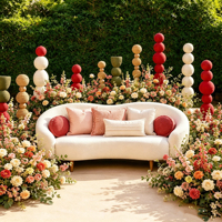 Décoration murale en macramé en gros pour mariage, avec fleurs artificielles pour toile de fond de réception, style bohème personnalisé