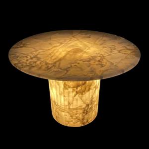 Table basse en marbre blanc translucide de haute qualité, effet onyx de l'âge de glace, rétroéclairée, en pierre naturelle, design moderne, écologique, Diwali - Product Image 1