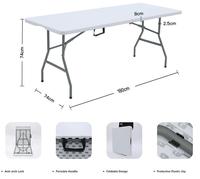 Table pliante de 8 pieds et 6 pieds HOMFUL Tables de pique-nique Table pliante portable d'extérieur en plastique pour fête