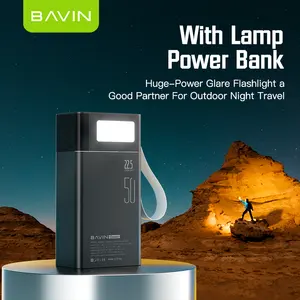 Bavin carregador rápido 22.5w 50000mah, alta capacidade, portátil pd qc3.0, viagem ao ar livre, telefone celular usb, banco de energia pc005s