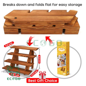 Bambou Bois Rectangulaire 4 Niveaux Plateau De Service Plateau Cupcake Stand Décor - Product Image 3