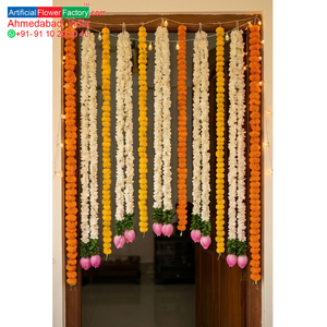Artificial <b>White</b> Flower <b>Hanging</b> Garland with Pink Bud Accents Decorative Floral Mala for Wedding Decoration Temple - Product Image 5